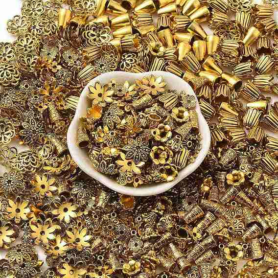 Тибетском стиле сплав шарик крышки, разнообразные, 8~20x3~8 мм, отверстие : 0.5~2 мм