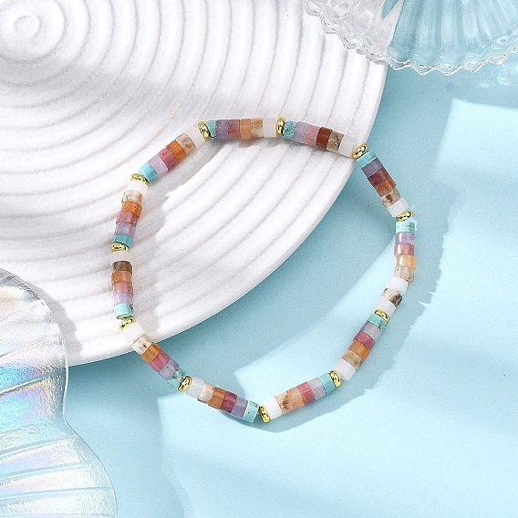 Браслеты из натуральных смешанных драгоценных камней с бусинами для женщин, плоско-круглые