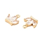 Brass Clear Cubic Zirconia Charms, Crown Charm, Real 18K Gold Plated
