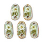 Handmade Porcelain Conector Charms, Famille Rose Style, Oval with Flower