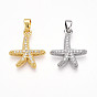 Латунные микро проложить кубического циркония подвески, без кадмия и без свинца, прелести морская звезда