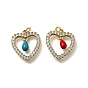Латунные микро проложить кубического циркония подвески, с эмалью, сердце прелести, без кадмия и без свинца, стойки покрытие, долговечный, реальный 18 k позолоченный, с целью перехода в кольце