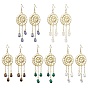 Mixed Gemstone Chip & Alloy Dangle Earrings, Moon & Sun Tassel Earrings for Women