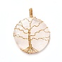 Natural Gemstone Pendants, with Real 18K Gold Plated Eco-Friendly Copper Wire, Half Round
