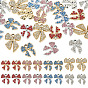 32Pcs 8 Styles Alloy Rhinestone Pendants, Bowknot Charms, Golden/Silver