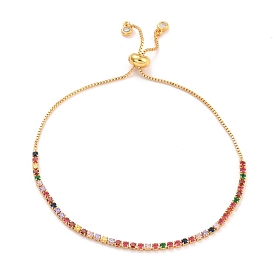 Colorful Cubic Zirconia Slider Bracelet, Brass Classic Tennis Bracelet for Women