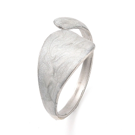 304 Stainless Steel Open Cuff Ring for Women, with Enamel