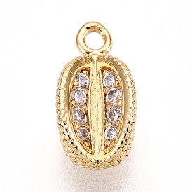 Латунные микропаве прозрачные подвески с фианитом, ананасовые прелести, без кадмия, без никеля и без свинца