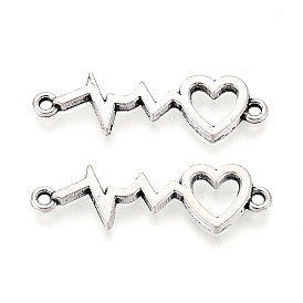 Звенья / разъемы из сплава в тибетском стиле, сердцебиение, без кадмия и без свинца