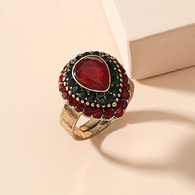 Кольца из цинкового сплава со стразами и смолой, античное золото 