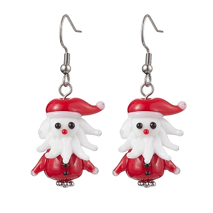 Рождественские стеклянные серьги с подвесками, с латунной фурнитурой 