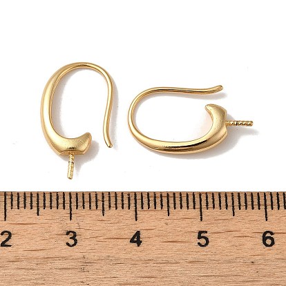 Rack Plating Brass Earring Hooks, Ear Wire for Half Drilled Beads, Long-Lasting Plated