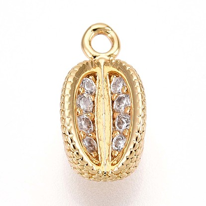 Латунные микропаве прозрачные подвески с фианитом, ананасовые прелести, без кадмия, без никеля и без свинца