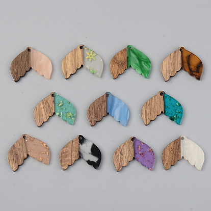 Resin & Walnut Wood Pendants, Fishtail Shape