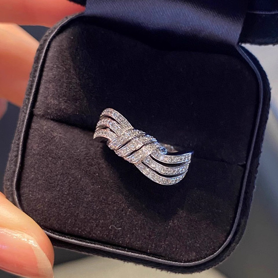 Кольца из стерлингового серебра с родиевым покрытием для женщин, с кубического циркония