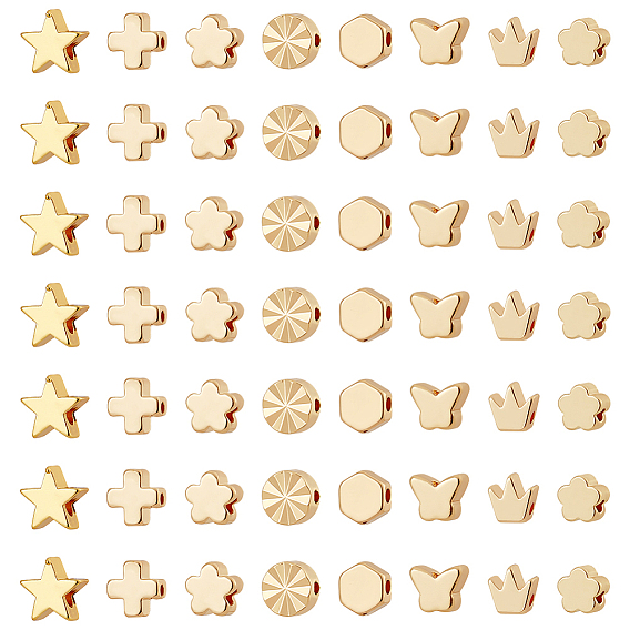 80шт 8 стиль латунные бусины, разнообразные