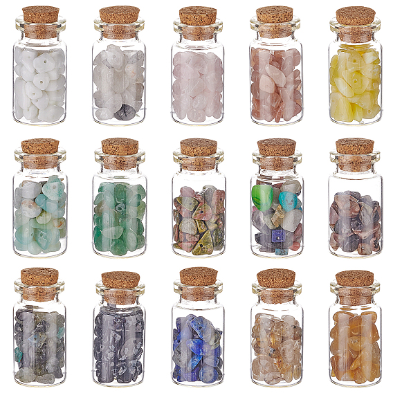 DIY 180g 15 Style Natural Mixed Gemstone Chip Beads