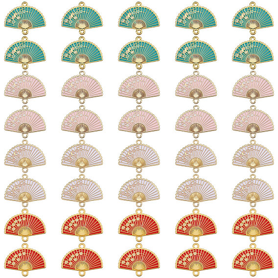 40шт 4 стили подвески из эмали из сплава, фан-ссылки, золотые