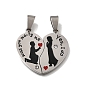 Día de san valentín 201 colgantes de acero inoxidable, con esmalte y diamantes de imitación de cristal, Corazón con amuletos de pareja