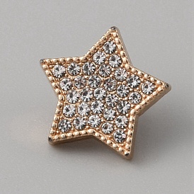 1-Hole Alloy Rhinestone Shank Buttons, Star