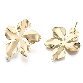 Brass Stud Earring Findings, Nickel Free, Twist Flower