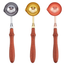 3Pcs 3 Colors Brass Wax Sticks Melting Spoon, with Wood Handle