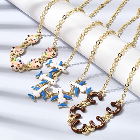 Латунь эмаль кулон ожерелья, ожерелья-цепочки для женщин, стойки покрытие, без кадмия и без свинца, долговечный
