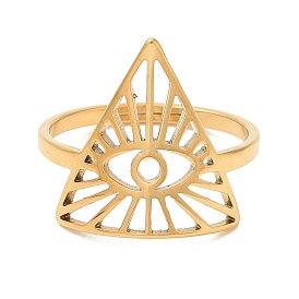Ion Plating(IP) 304 Stainless Steel Triangle with Horse Eye Adjustable Ring for Women