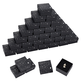 Nbeads Cardboard Jewelry Boxes, with Black Sponge Mat, for Jewelry Gift Packaging, Square with Galaxy Pattern