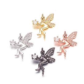 Micro cuivres ouvrent pendentifs zircone cubique, fée