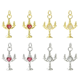 8 шт 4 стили латунные подвески из микропаве с фианитом, подсвечник, с целью перехода в кольце, долговечный, без кадмия и без свинца, стойки покрытие