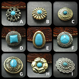 Pure copper turquoise cloth buckle brass cupronickel luggage leather accessories hardware clothing decoration button