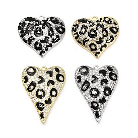 Латунные микро проложить кубического циркония подвески, эмалевое леопардовое сердце, стойки покрытие, долговечный, без свинца и без кадмия