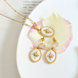 Sweet Round Brand Starfish White Seashell Set Necklace Cherry Earrings Lace Accessories Set