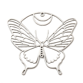 201 Stainless Steel Pendants, Laser Cut, Butterfly Charm