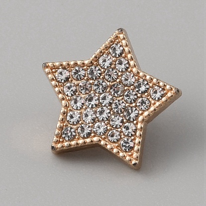 1-Hole Alloy Rhinestone Shank Buttons, Star