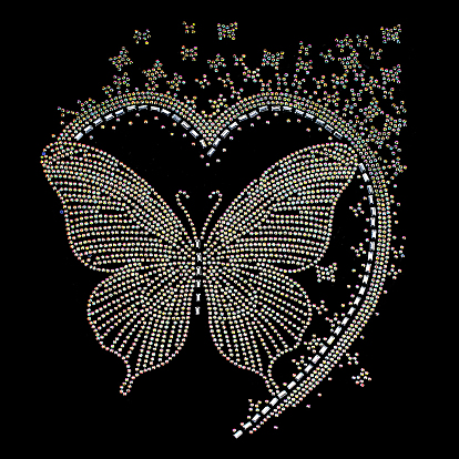 Butterfly Glitter Hotfix Resin Rhinestone, Iron on Patches, Dress Shoes Garment Decoration