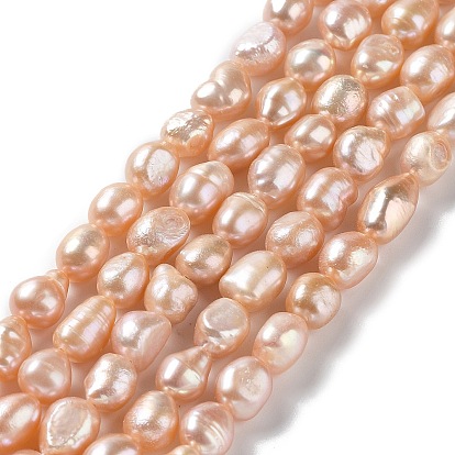 Natural Cultured Freshwater Pearl Beads Strands, Two Side Polished, Grade 3A+