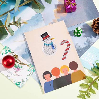 2 Sets 2 Style Christmas Theme DIY Diamond Painting Stickers Kits for Kids, with Rhinestones and Diamond Painting Tools