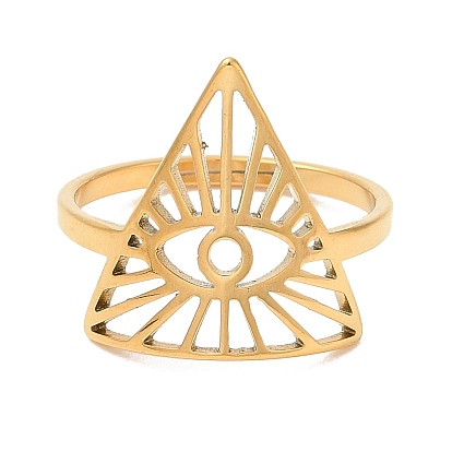 Ion Plating(IP) 304 Stainless Steel Triangle with Horse Eye Adjustable Ring for Women