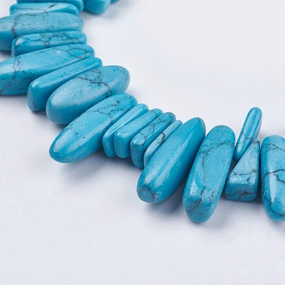 Dyed Natural Howlite Nuggets Beads Strands, 12~20x6~10x3~10mm, Hole: 1mm, about 104pcs/strand, 15.7 inch