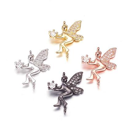 Micro cuivres ouvrent pendentifs zircone cubique, fée