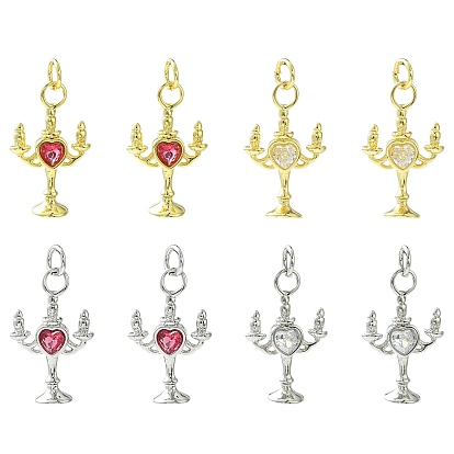 8 шт 4 стили латунные подвески из микропаве с фианитом, подсвечник, с целью перехода в кольце, долговечный, без кадмия и без свинца, стойки покрытие