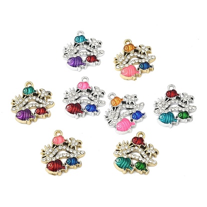 Подвески из сплава и страза, с эмалью, рыбы прелести