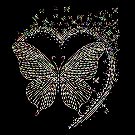 Mariposa, purpurina, resina termoadhesiva, diamantes de imitación, hierro en parches, zapatos de vestir ropa de decoración
