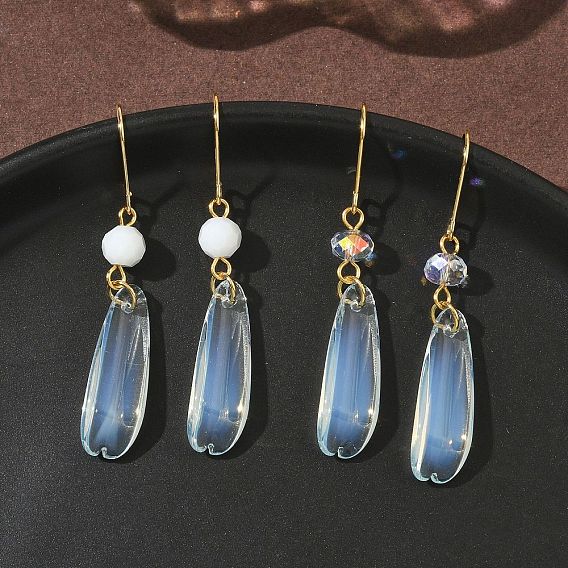 Гальванопокрытие 304 серьги-подвески из нержавеющей стали с кристаллами, слеза