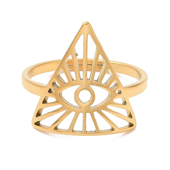 Ion Plating(IP) 304 Stainless Steel Triangle with Horse Eye Adjustable Ring for Women