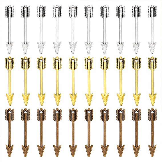 60шт 3 цвета подвески в тибетском стиле, стрелка, без кадмия, без никеля и без свинца