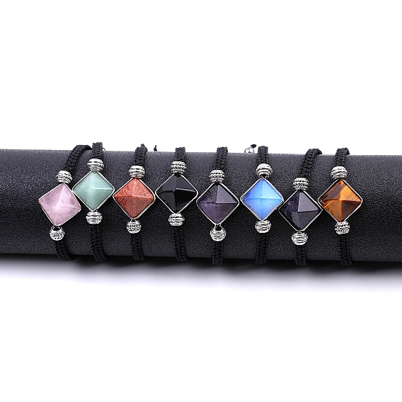 Natural & Synthetic Mixed Gemstone Rhombus Link Bracelet