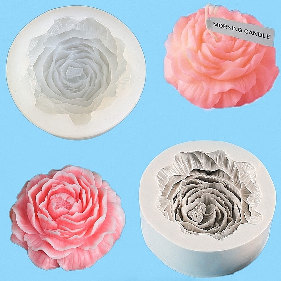 DIY Silicone Flower Candle Molds, for Scented Candle Making, Peony/Rose/Lotus